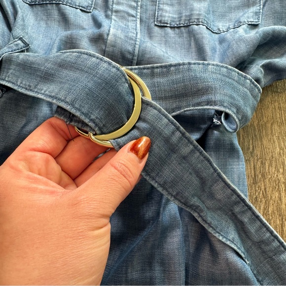 White House Black Market Blue Denim Midi Dress sleeveless belted size 10 - Picture 3 of 6